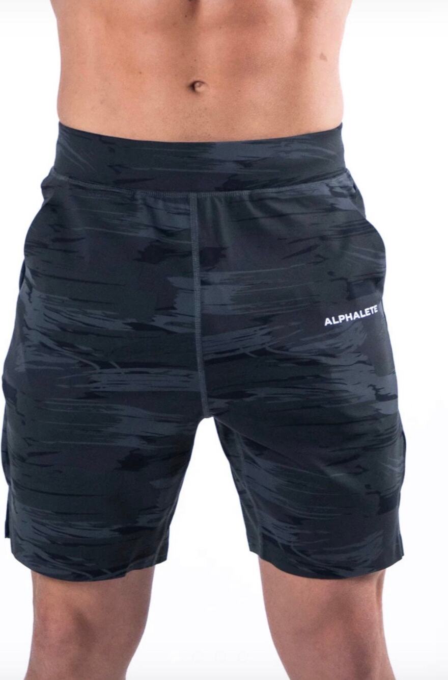 Alphalete Black 6" Camo Training Shorts, Performance Gym Athletic, XL